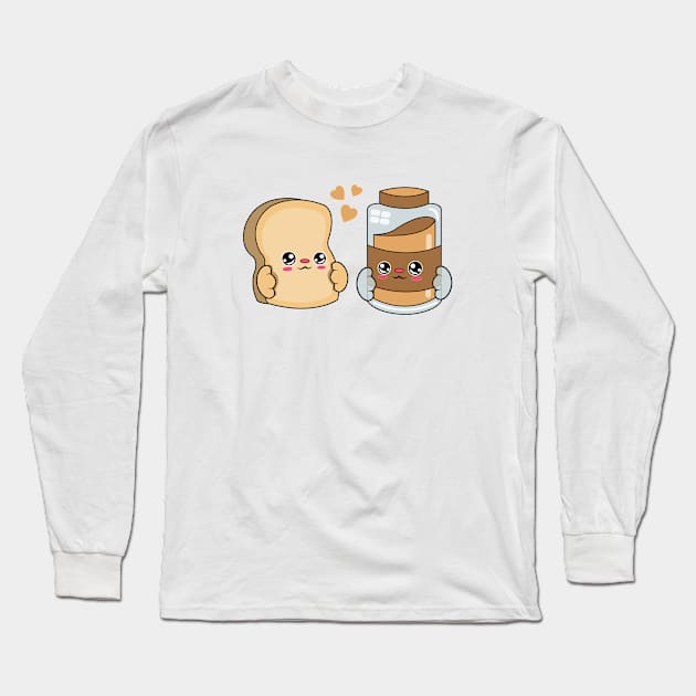 All i need is bread and peanut butter, Kawaii bread and peanut butter. Long Sleeve T-Shirt by JS ARTE